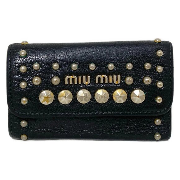 Miumiu Black Leather Key Case bran-116-090325 - Picture 1 of 9